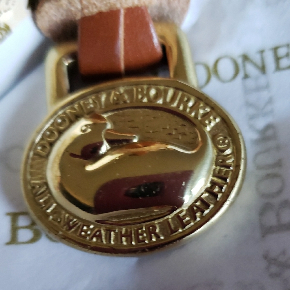 Dooney & Bourke Key Fob British Tan Leather Bag Accessory Vintage - Picture 5 of 5
